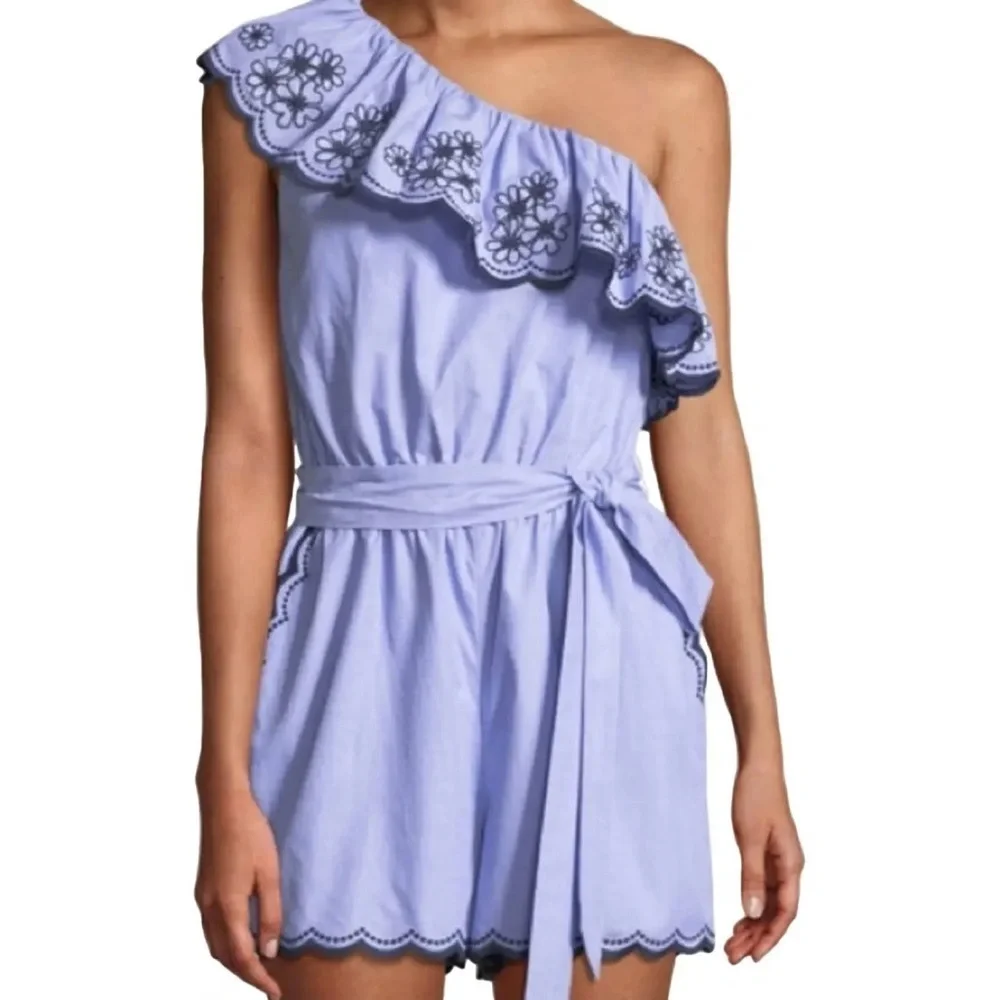 Kate Spade One-Shoulder Daisy Embroidered Ruffle Romper – Coquette Cottage - 12
